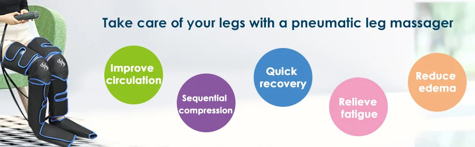 Massaggiatore per gambe a pressione d'aria che favorisce la circulazione sanguigna.